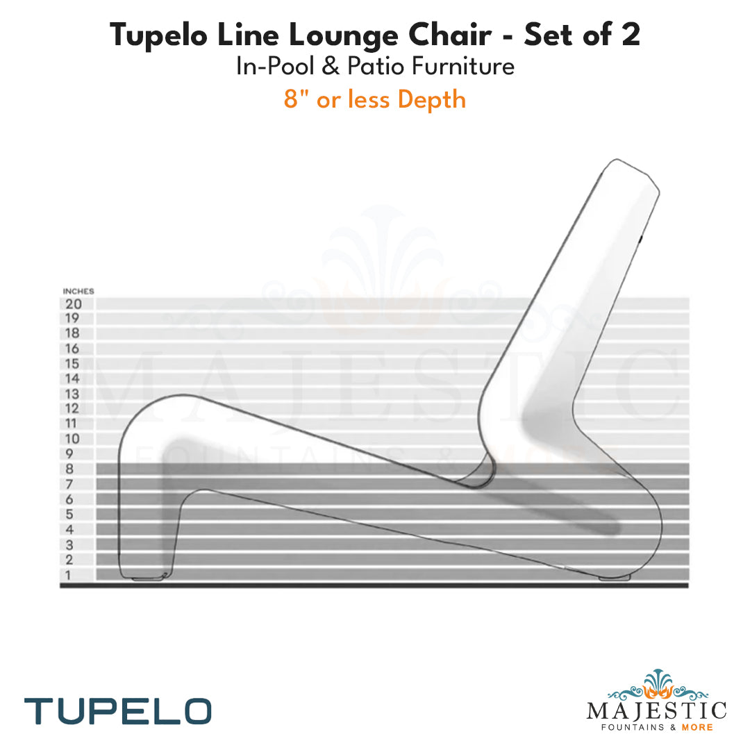 Tupelo Line Lounge Chair Set of 2 - In-Pool & Patio Furniture - Majestic Fountains