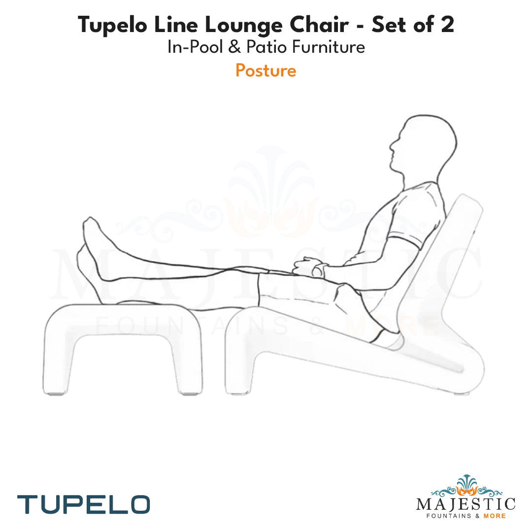 Tupelo Line Lounge Chair Set of 2 - In-Pool & Patio Furniture - Majestic Fountains