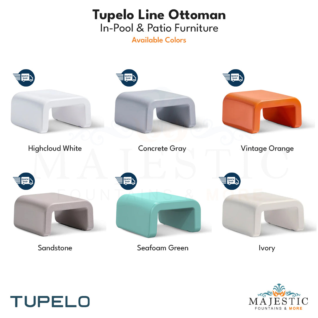 Tupelo Line Ottoman - In-Pool & Patio Furniture - Majestic Fountains