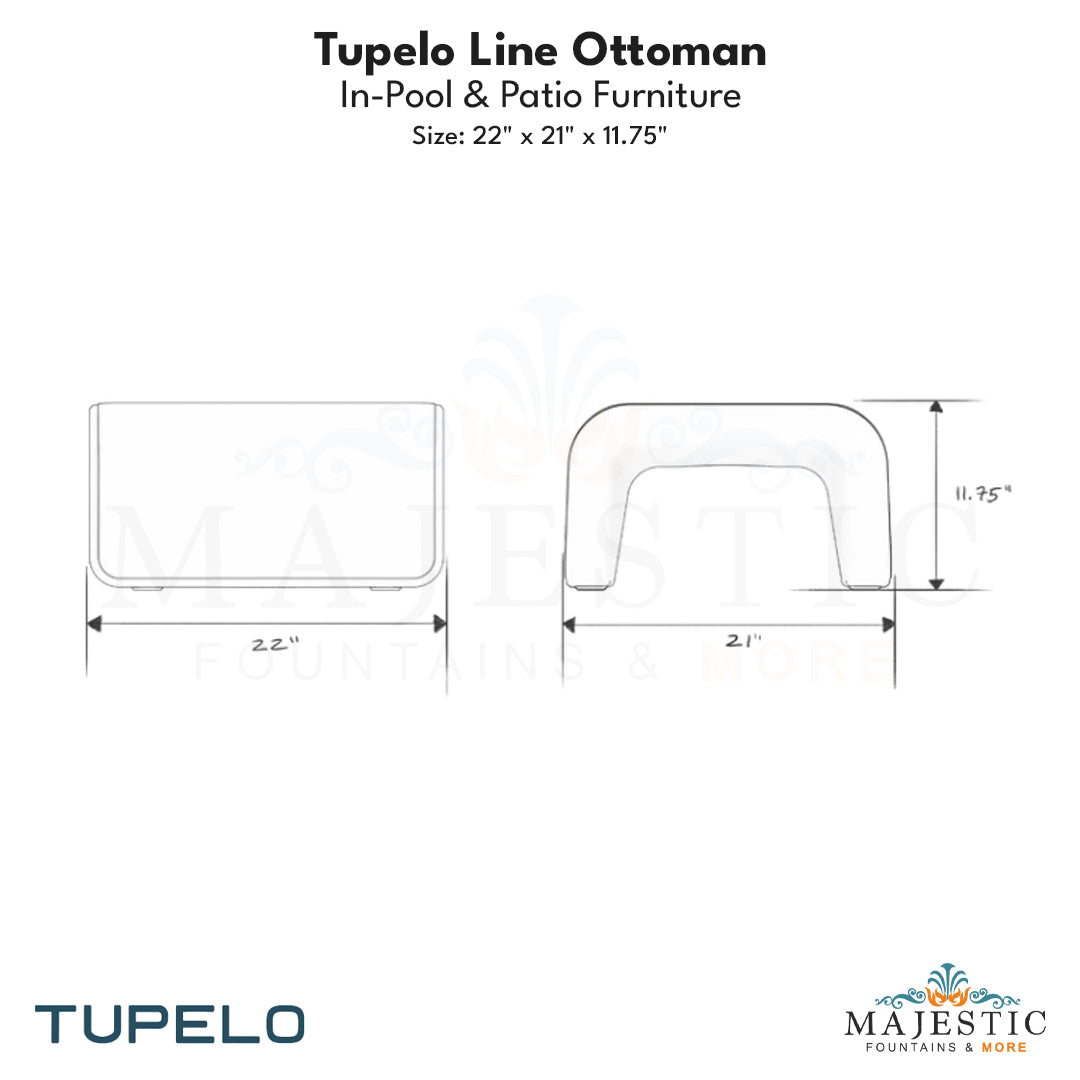 Tupelo Line Ottoman - In-Pool & Patio Furniture - Majestic Fountains