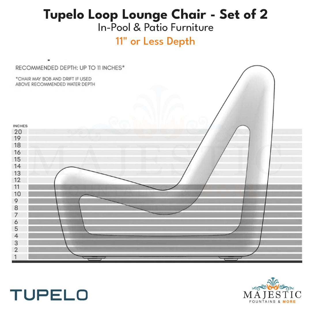 Tupelo Loop Lounge Chair - Set of 2 - In-Pool & Patio Furniture - Majestic Fountains