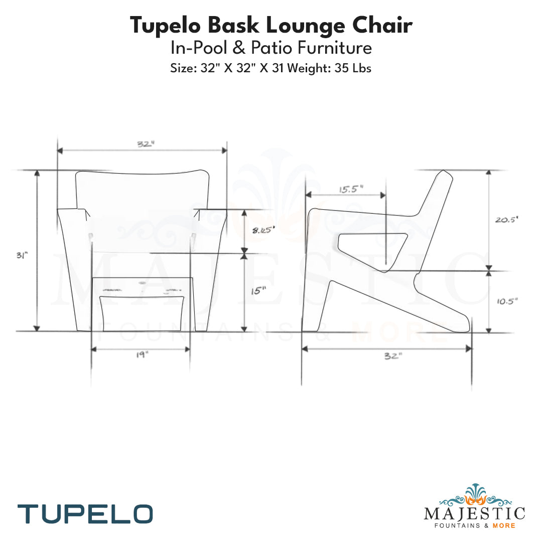 Tupelo Bask Lounge Chair In-Pool & Patio Furniture - Majestic Fountains