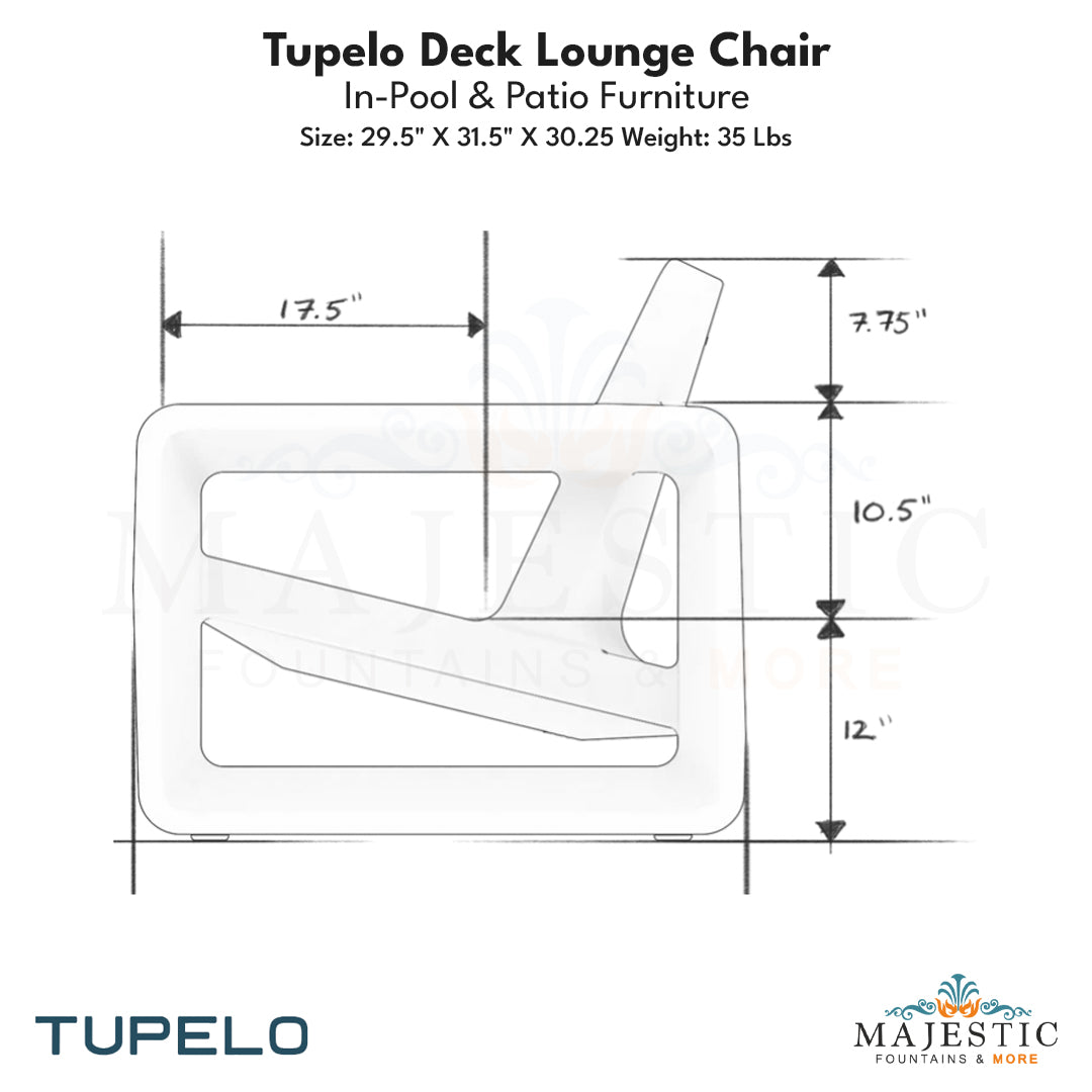 Tupelo Deck Lounge Chair Concrete - In-Pool & Patio Furniture - Majestic Fountains