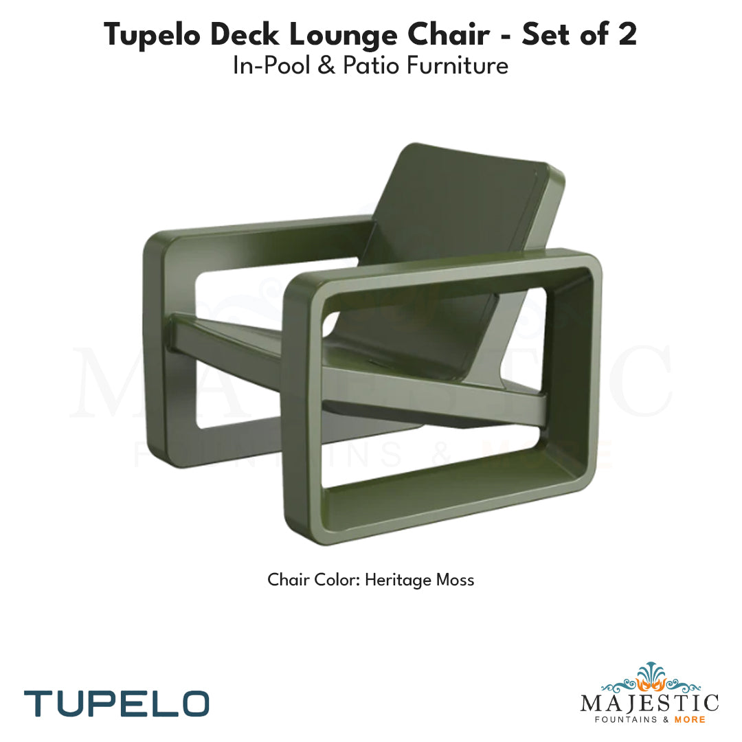 Tupelo Deck Lounge Chair Concrete - Set of 2 - In-Pool & Patio Furniture - Majestic Fountains