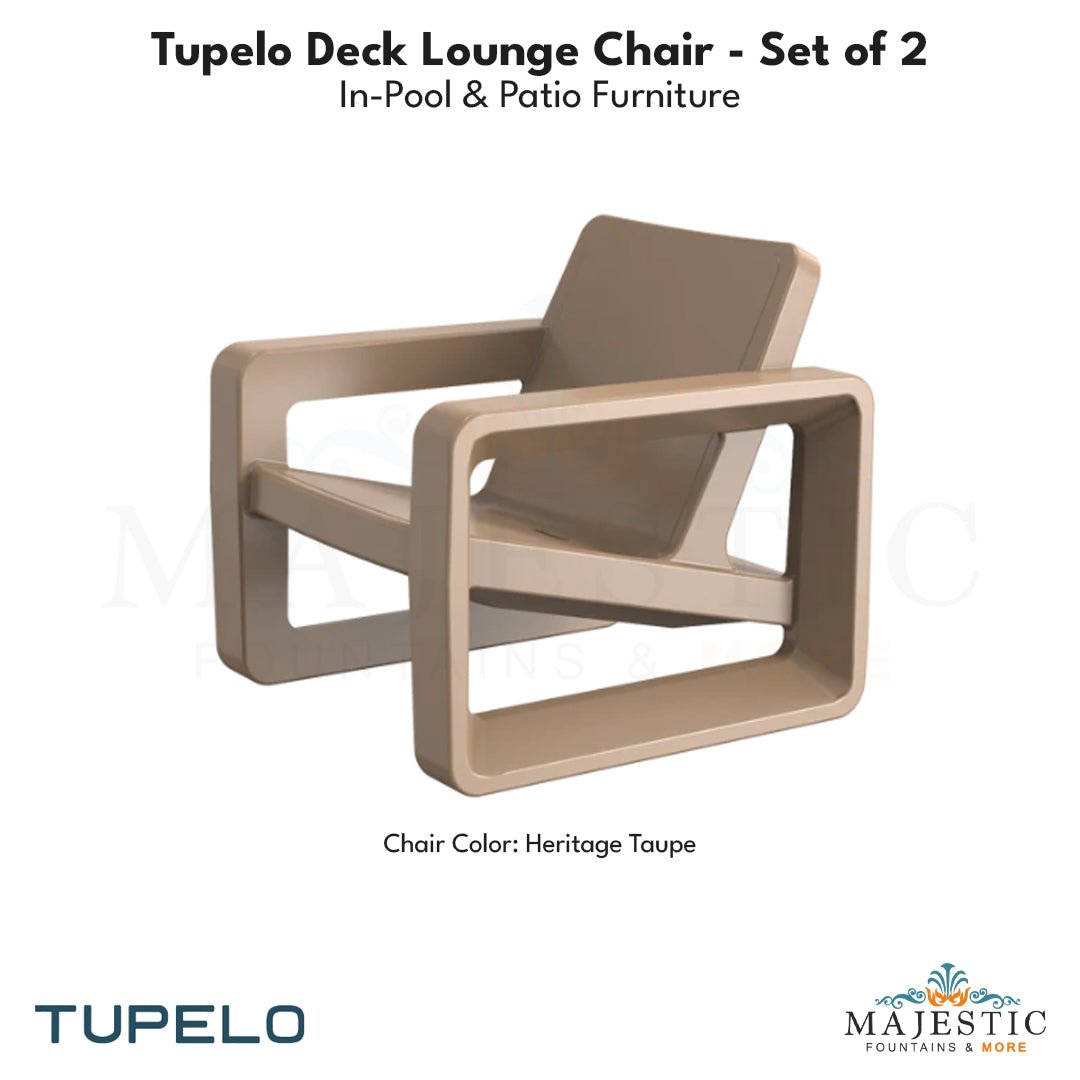 Tupelo Deck Lounge Chair Concrete - Set of 2 - In-Pool & Patio Furniture - Majestic Fountains