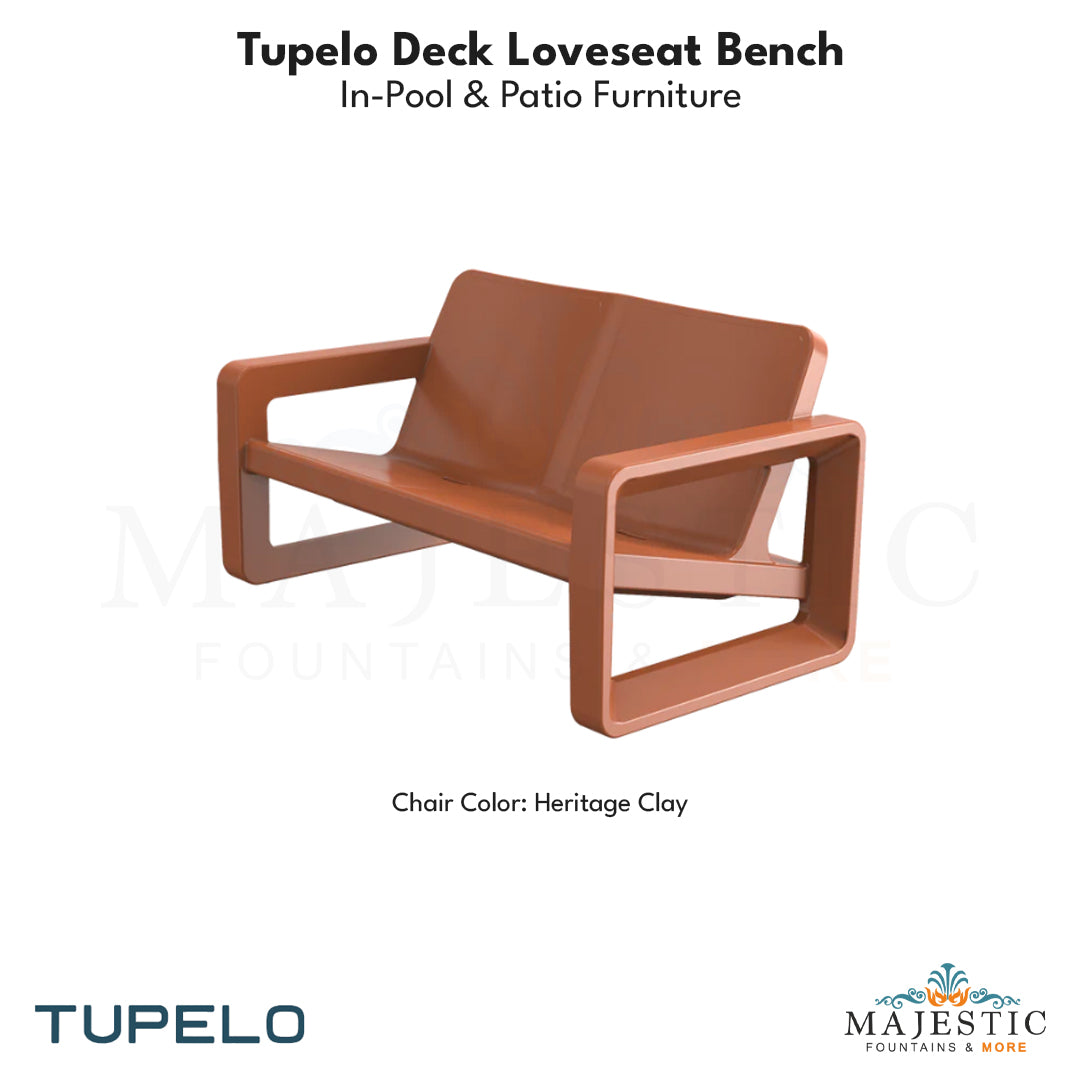 Tupelo Deck Loveseat Bench - In-Pool & Patio Furniture - Majestic Fountains