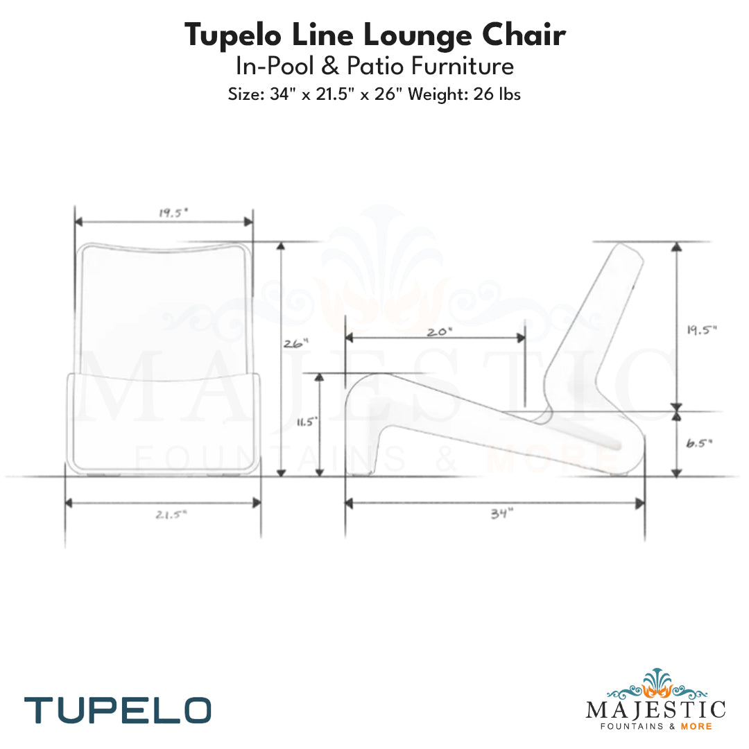 Tupelo Line Lounge Chair - In-Pool & Patio Furniture - Majestic Fountains