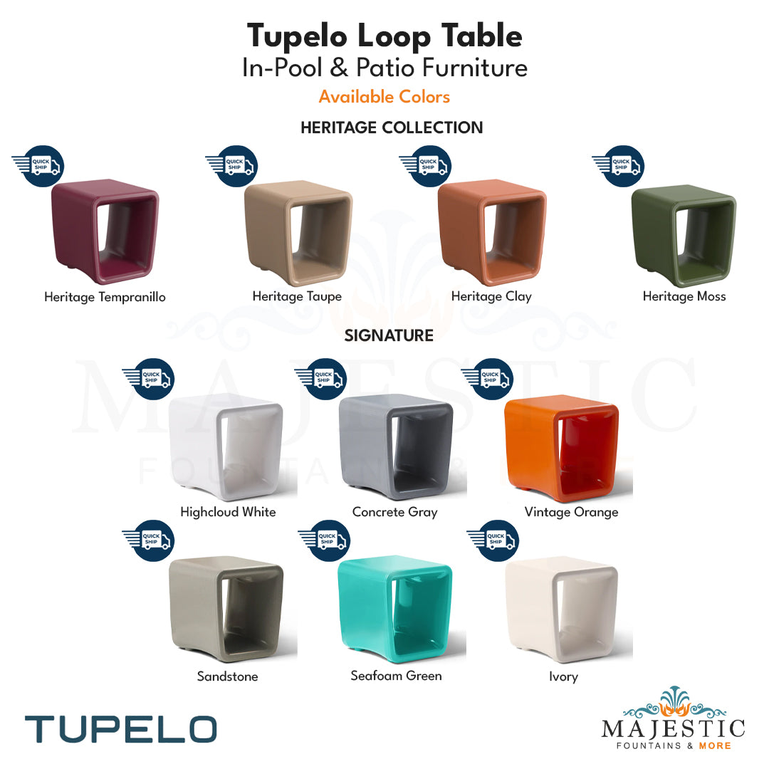 Tupelo Loop Table - In-Pool & Patio Furniture - Majestic Fountains