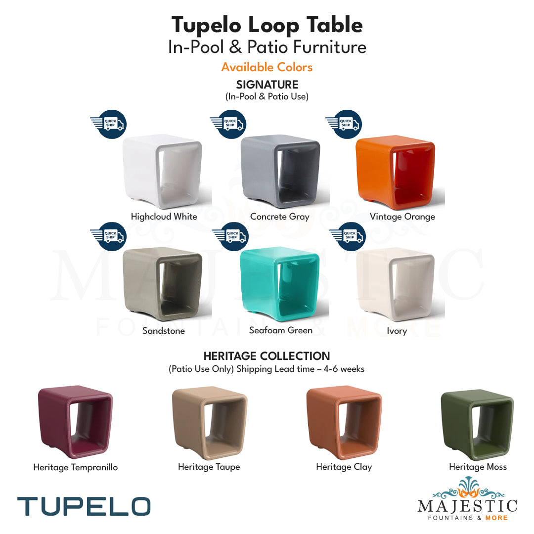 Tupelo Loop Table - In-Pool & Patio Furniture - Majestic Fountains
