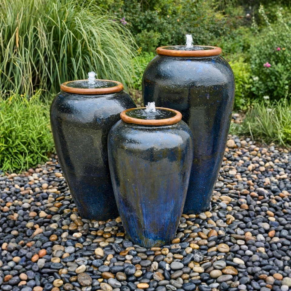 Tuscany Cubs Triple Vase FNT50895 - Complete Fountain Kit