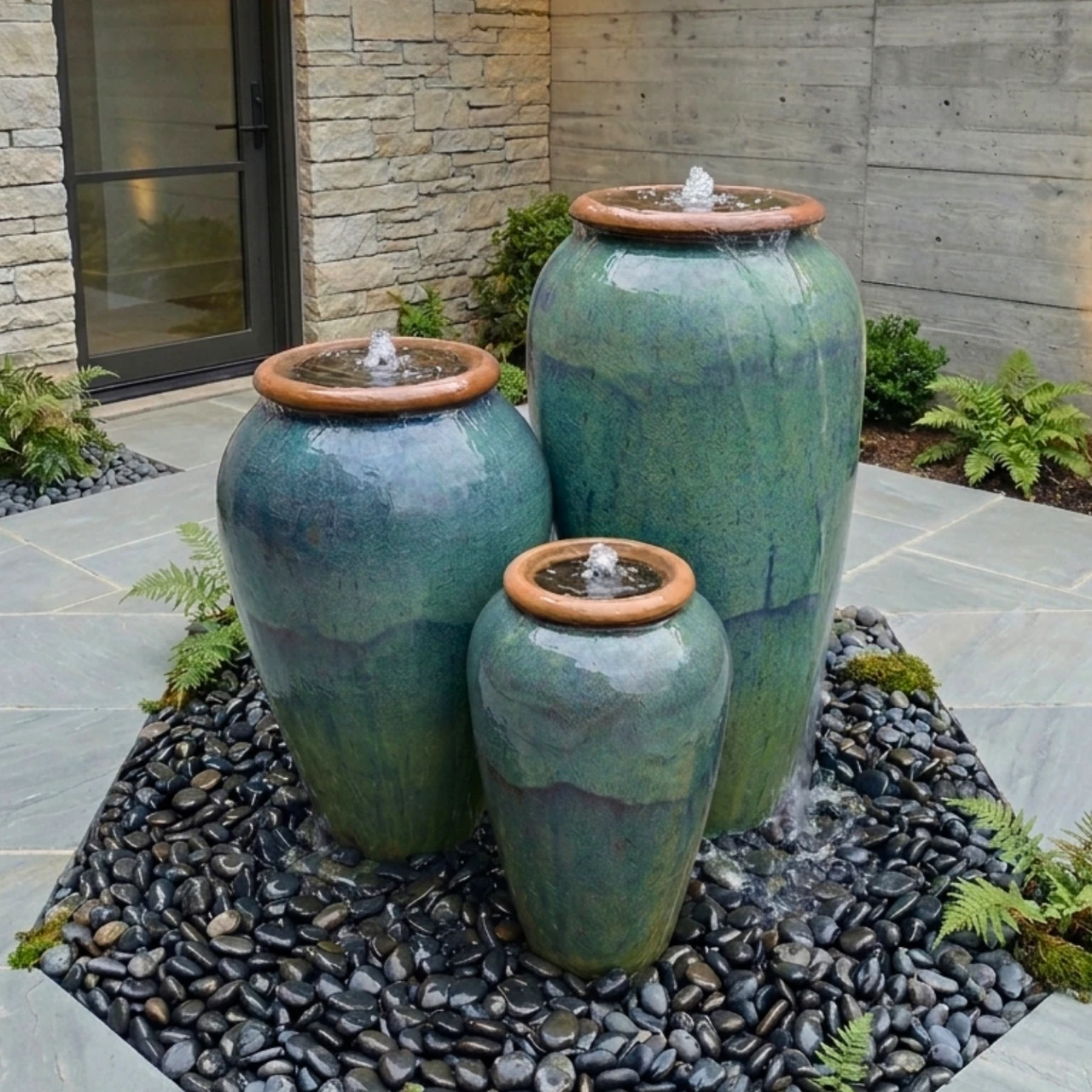 Tuscany Dark Sea Triple Vase FNT50907 - Complete Fountain Kit