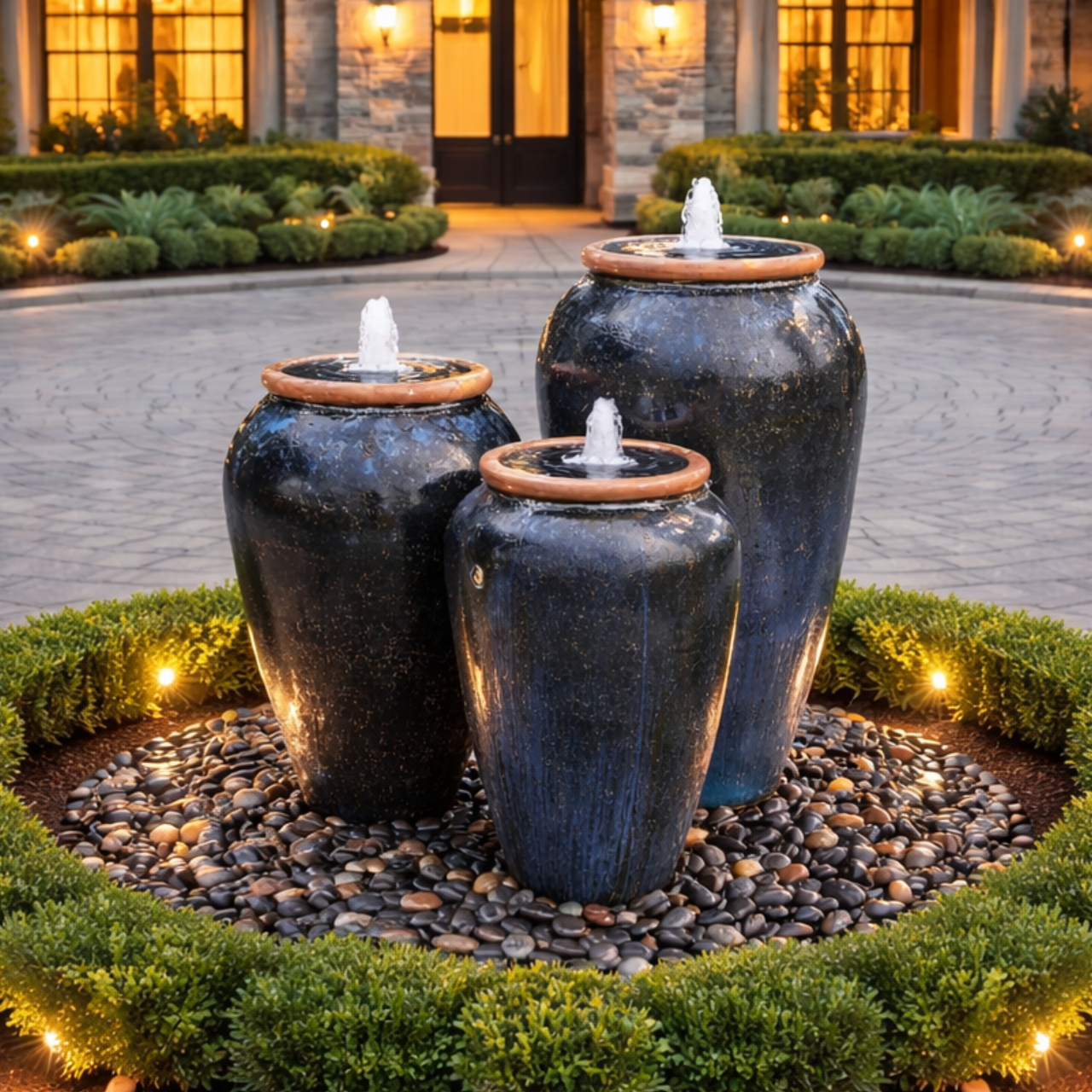 Tuscany Deep Twilight Triple Vase FNT50896 - Complete Fountain Kit