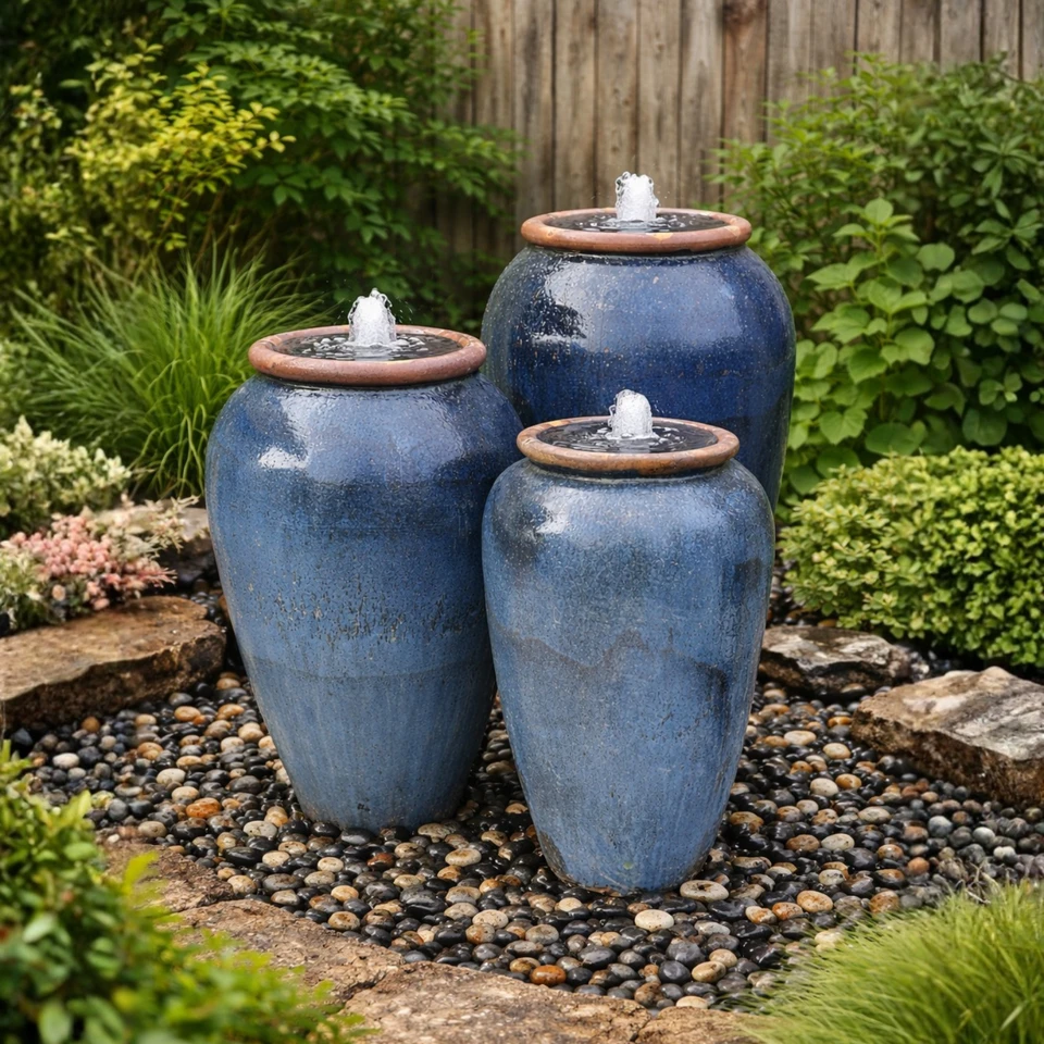 Tuscany Gulf Triple Vase FNT50892 - Complete Fountain Kit