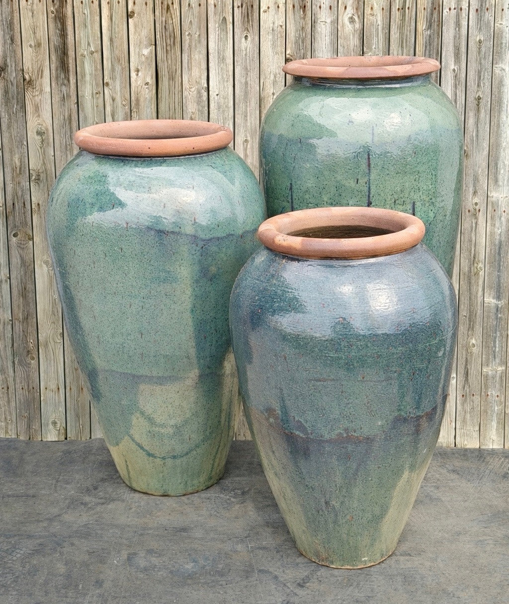 Tuscany Aqua Glaze Triple Ceramic Vase FNT50901 - Complete Fountain Kit