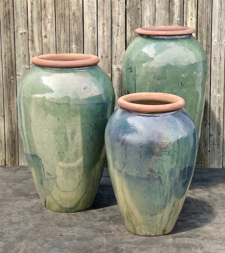 Tuscany Celadon Triple Ceramic Vase FNT50902 - Complete Fountain Kit