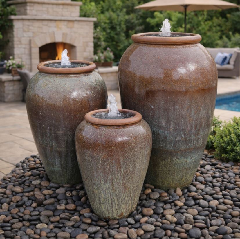 Tuscany Cider Triple Vase FNT50585 - Complete Fountain Kit