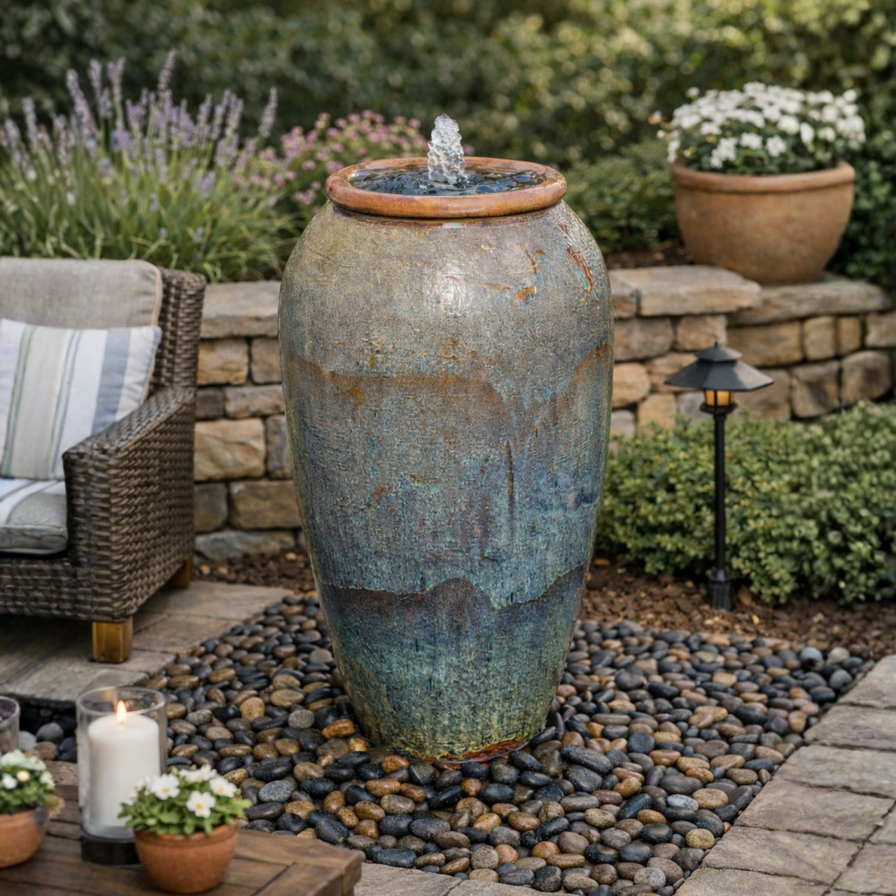 Deep Teal Tuscany Single Vase Fountain Kit - FNT40877