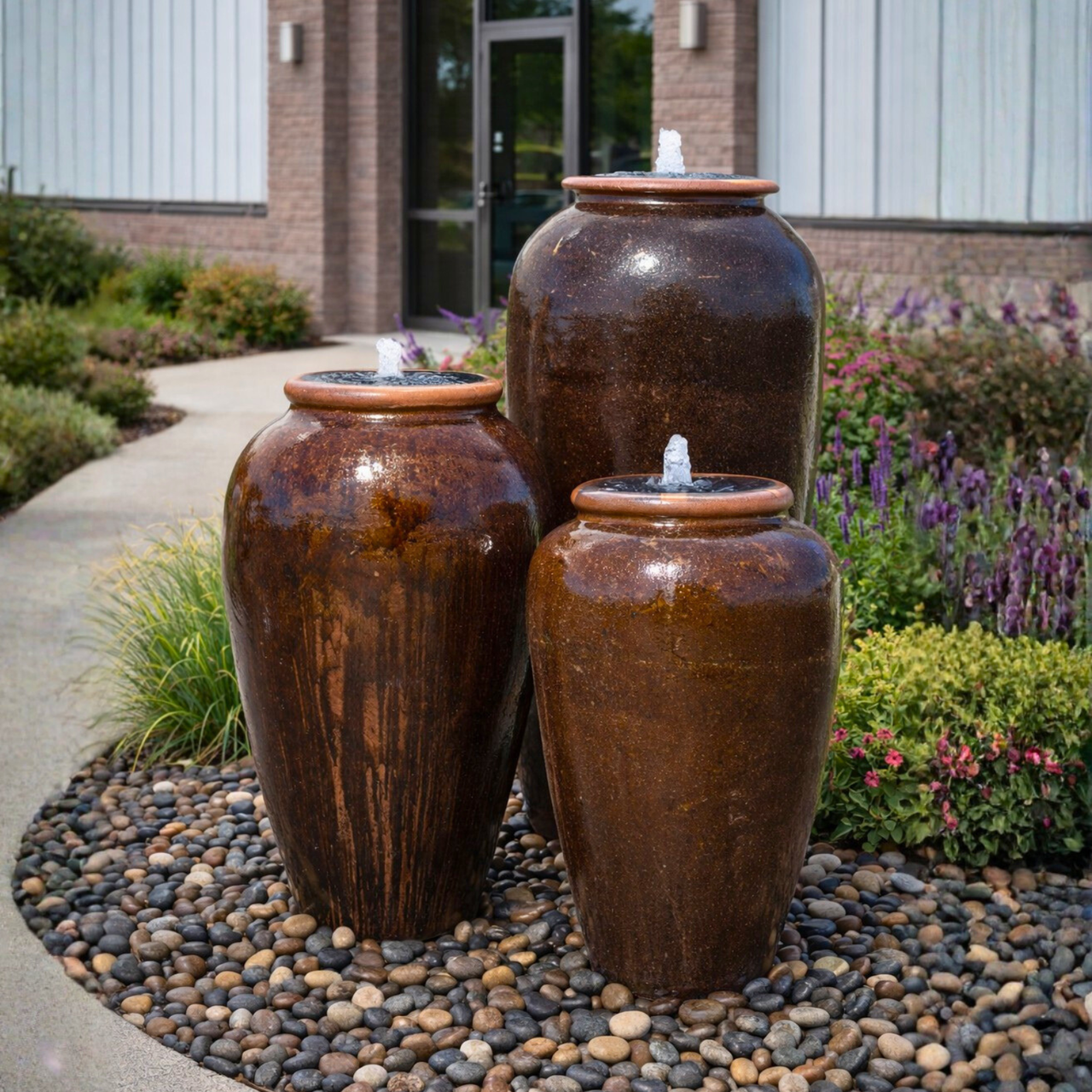 Tuscany Brown Triple Vase FNT50245 - Complete Fountain Kit