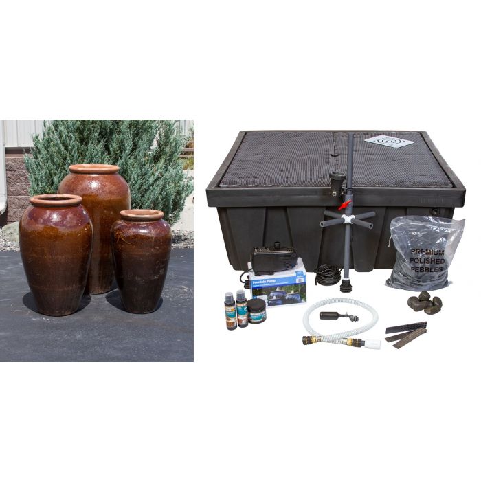 Tuscany Triple Vase - Complete Fountain Kit - Majestic Fountains