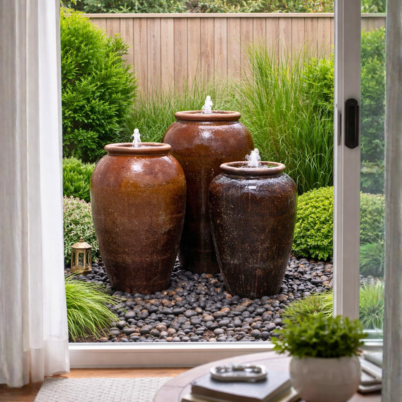 Tuscany Rust Triple Vase FNT50302 - Complete Fountain Kit