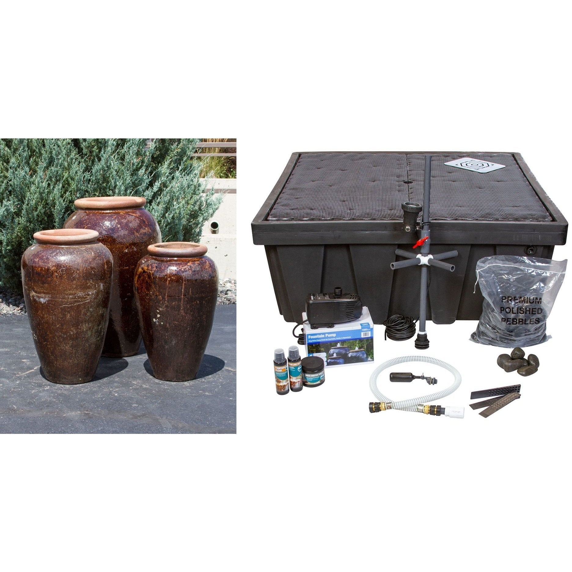 Tuscany Triple Vase  - Complete Fountain Kit - Majestic Fountains