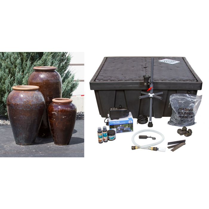 Tuscany Triple Vase - Complete Fountain Kit - Majestic Fountains