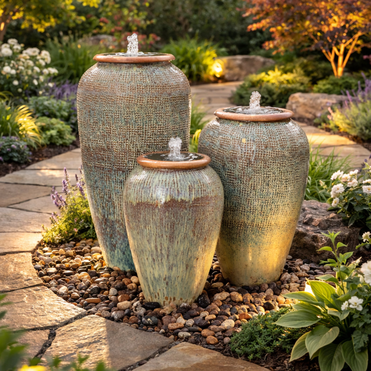 Clay Tuscany Triple Vase Fountain Kit - FNT50432