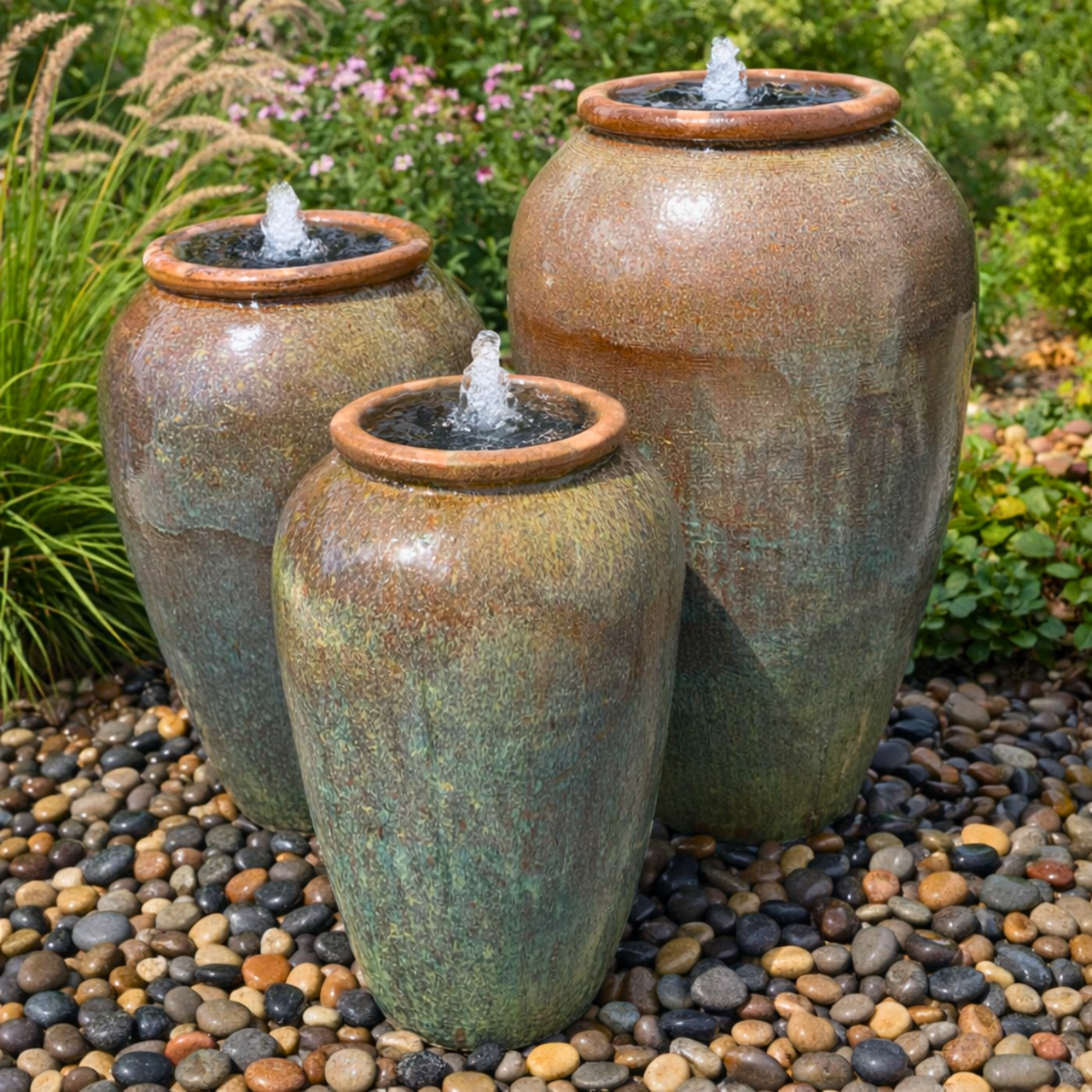 Tuscany Henna Triple Vase FNT50579 - Complete Fountain Kit