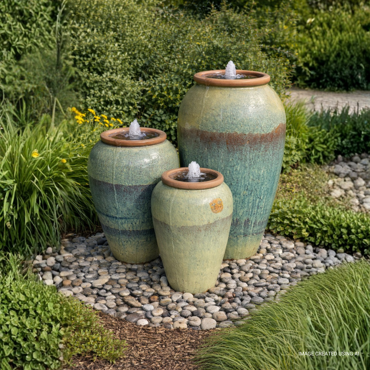 Tuscany Lemon Chiffon Triple Vase FNT50581 - Complete Fountain Kit