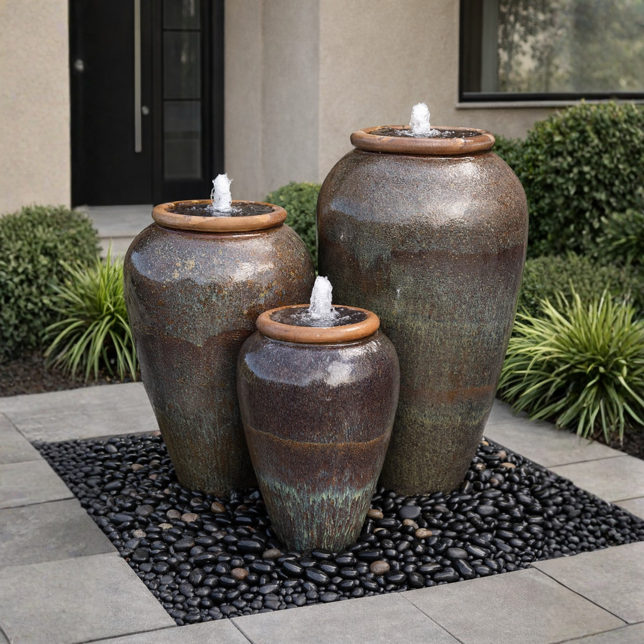 Tuscany Hickory Triple Vase FNT50583 - Complete Fountain Kit