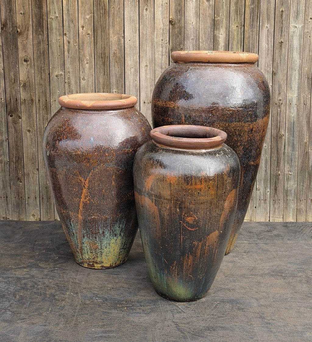Tuscany Kobicha Triple Ceramic Vase FNT50916 - Complete Fountain Kit