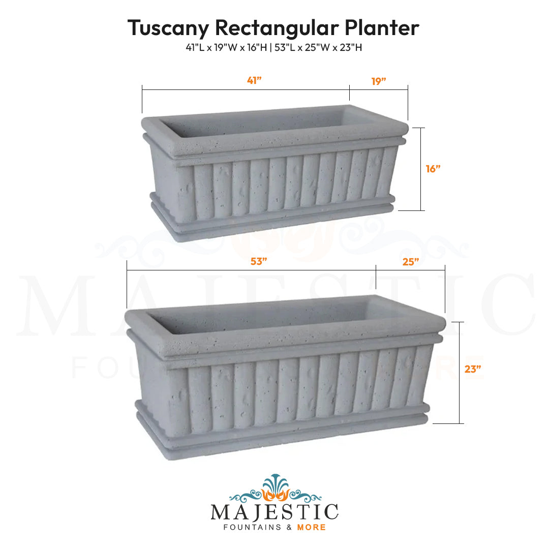 Tuscany Rectangular Planter - Majestic Fountains