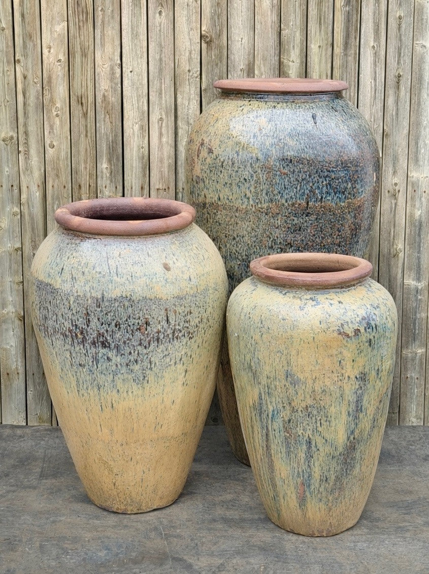 Tuscany Sandstone Triple Ceramic Vase FNT50908 - Complete Fountain Kit