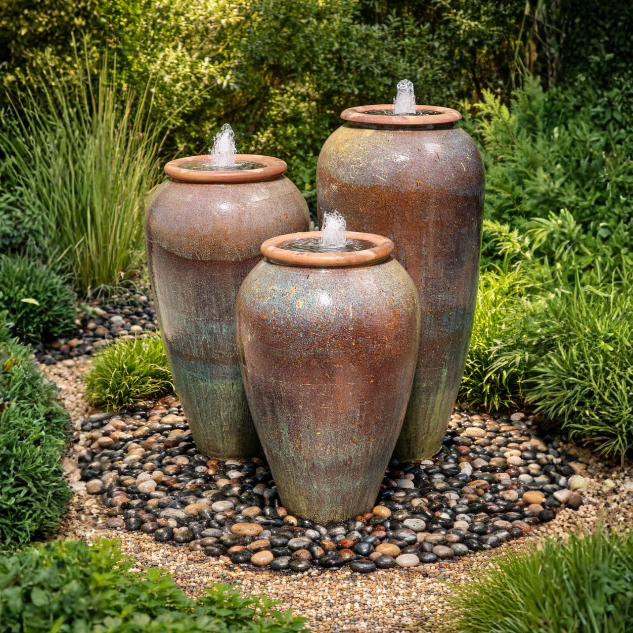 Tuscany Sienna Triple Vase FNT50563 - Complete Fountain Kit