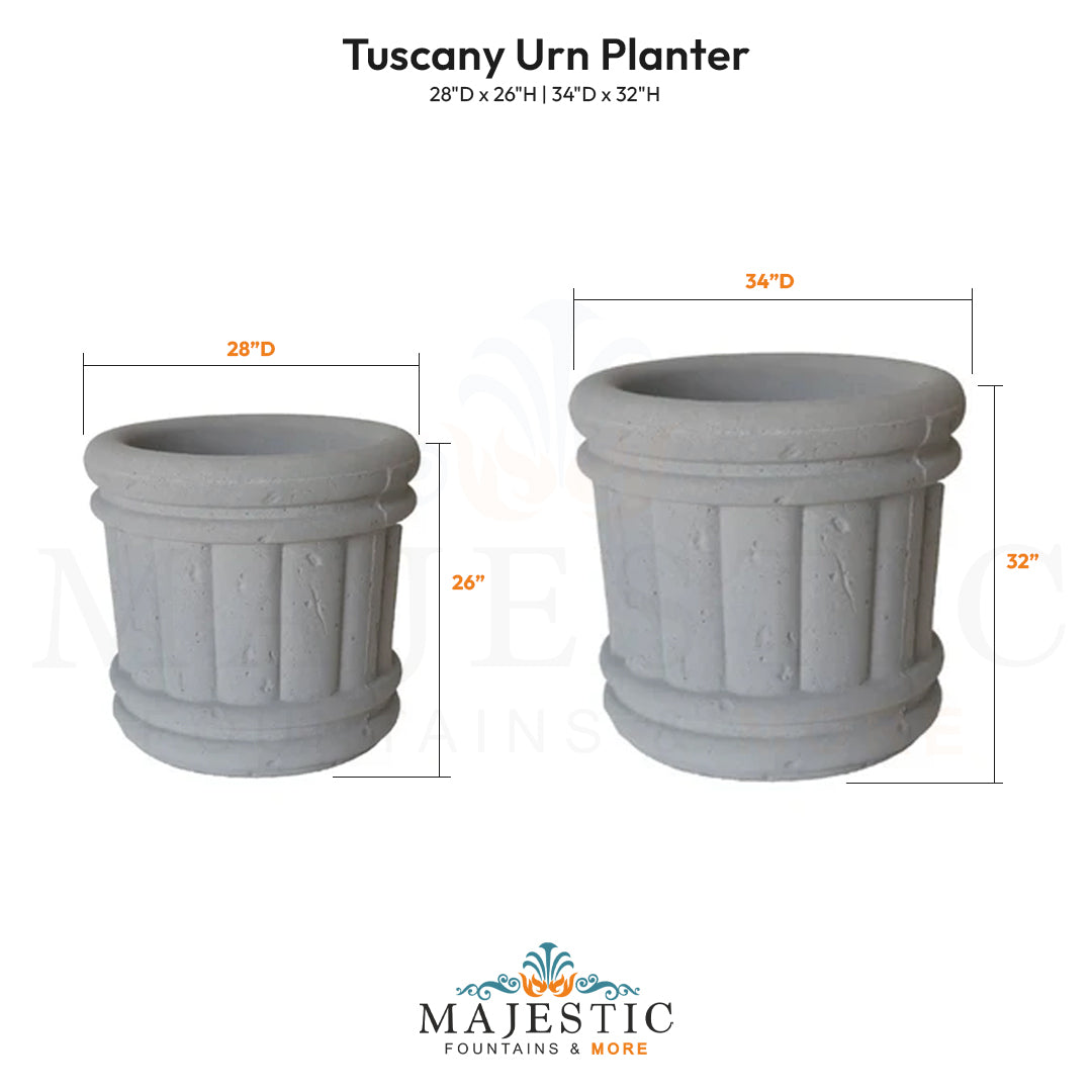 Tuscany Urn Planter Size - Majestic Fountains