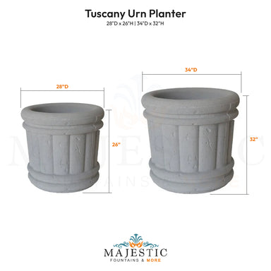 Tuscany Urn Planter Size - Majestic Fountains