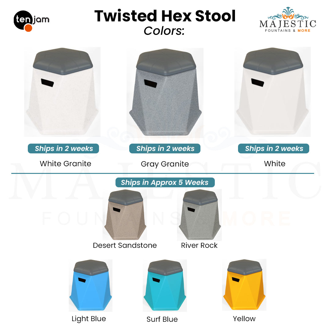 Twisted Hex Stool Desert Sandstone Color - Majestic Fountains