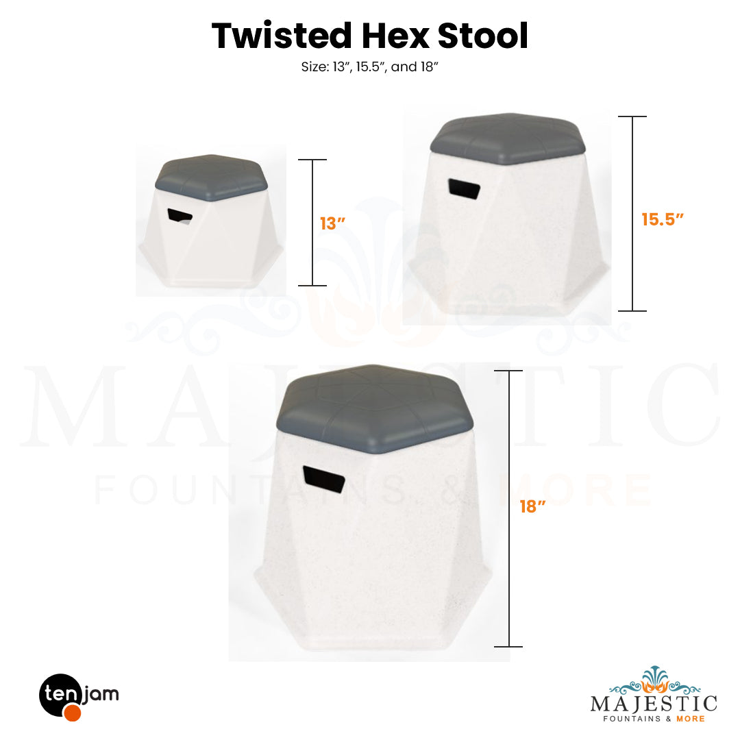 Twisted Hex Stool -  Majestic Fountains