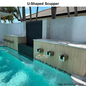 U-Shaped Scupper in Stainless Steel by The Outdoor Plus - Majestic Fountains and More.