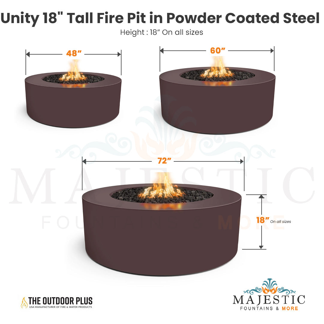 Unity 18 Tall Fire Pit in Powder Coated Steel - Majestic Fountains and More