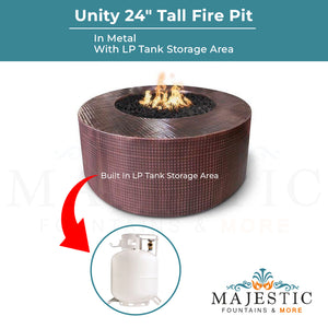 Unity 24 Tall Metal Fire Pit - Majestic Fountains