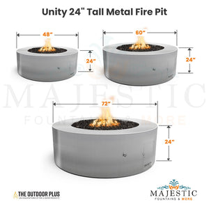 Unity 24 Tall Metal Fire Pit Size - Majestic Fountains and More