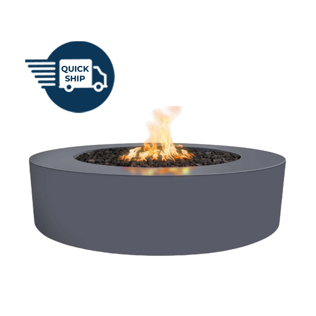 QUICKSHIP Unity 60"D x 18"H Fire Pit Powder Coated Gray  + Free Cover - Majestic Fountains