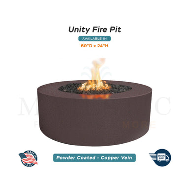 Unity Round 60D x 24H Fire Pit in Powder Coated in Copper Vein - Majestic Fountains