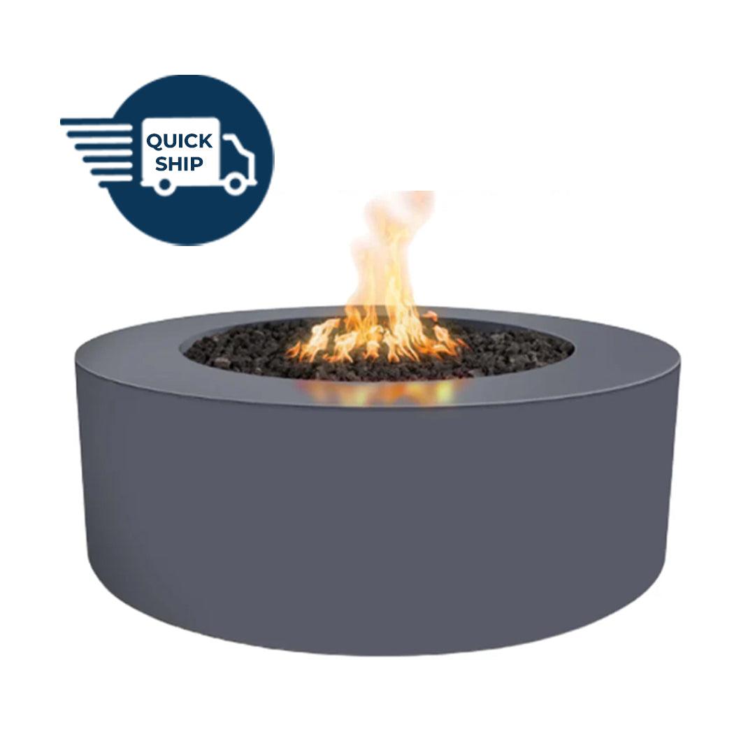 Unity Round 60D x 24H Fire Pit in Powder Coated in Gray - Majestic Fountains