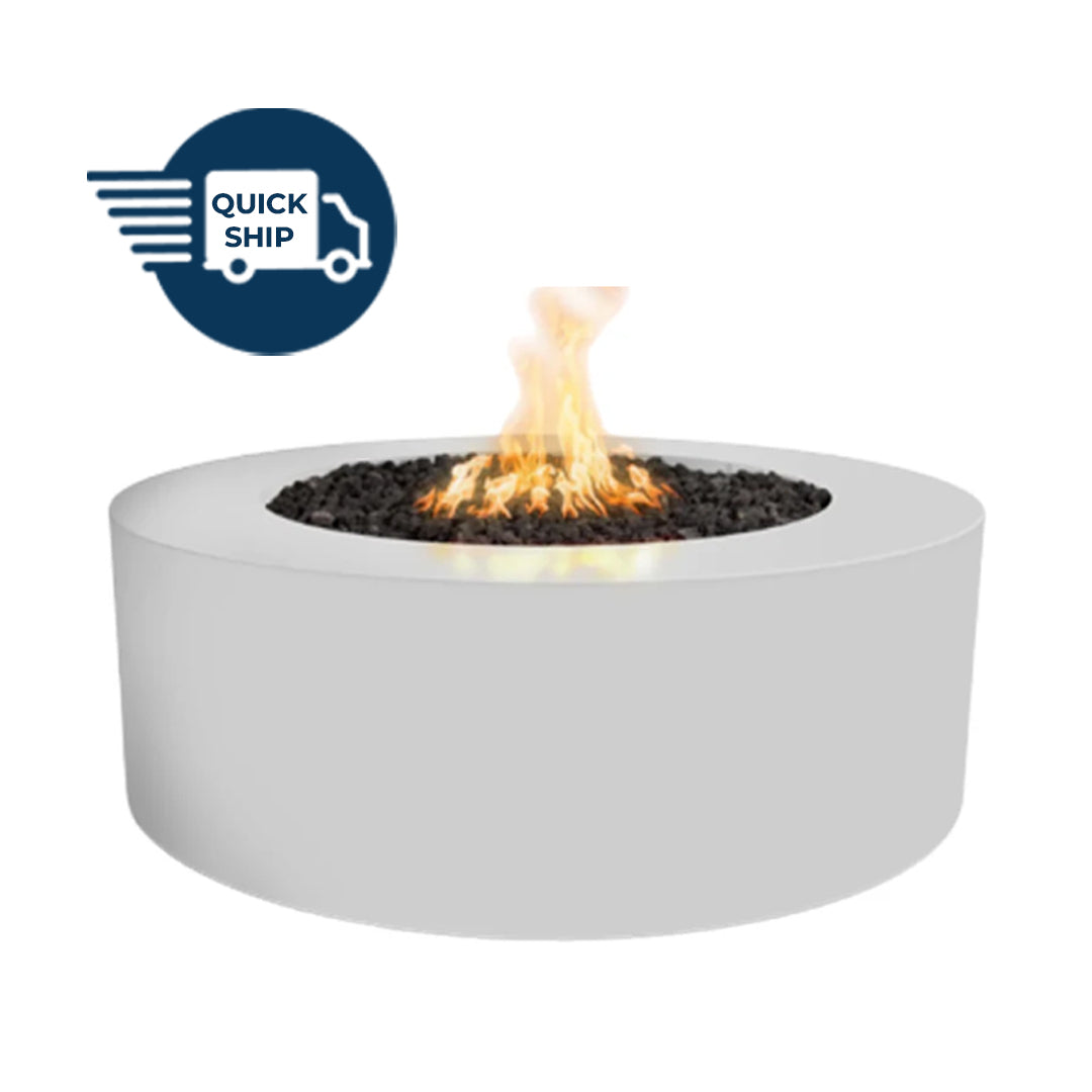 Unity Round 60D x 24H Fire Pit in Powder Coated in White - Majestic Fountains