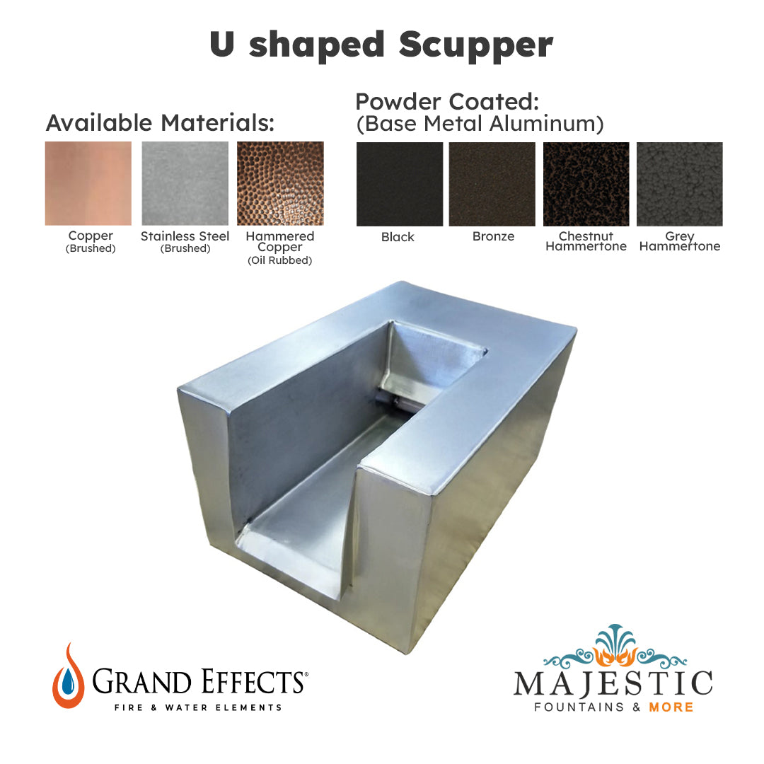 U shaped Scupper by Grand Effects - Majestic Fountains and More