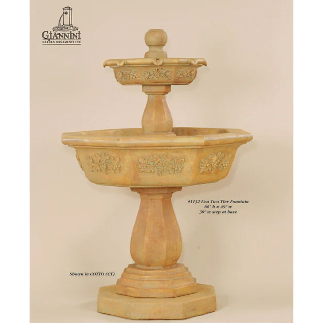 Giannini Garden Uva Concrete 2 Tier Outdoor Garden Fountain - 1132 - Majestic Fountains