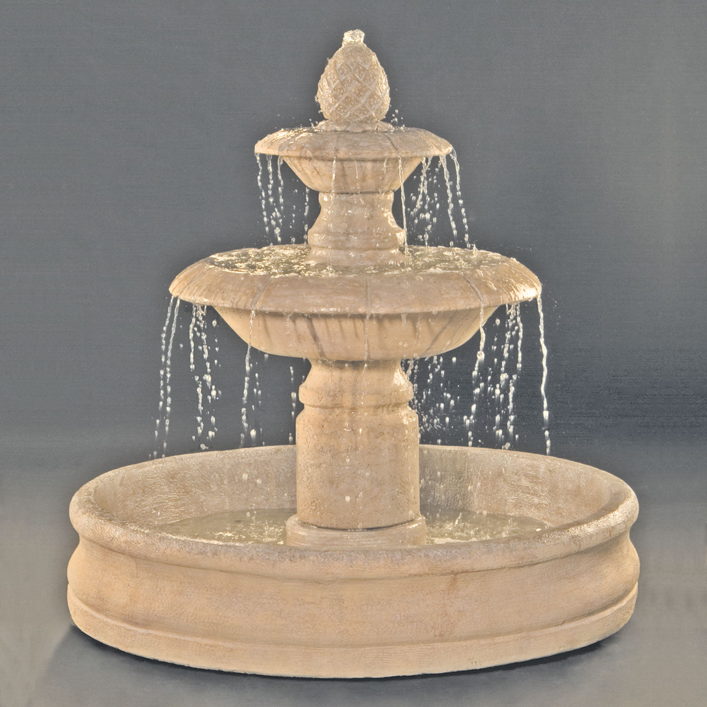 Venetian 2 Tier Fountain with 55 Basin in Cast Stone by Fiore Stone 2087-FB - Majestic Fountains and More