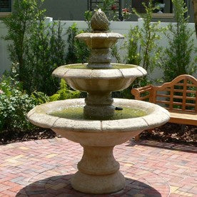 Venetian 3 Tier Fountain with Fiore Basin in Cast Stone by Fiore Stone 2087-FRG - Majestic Fountains and More